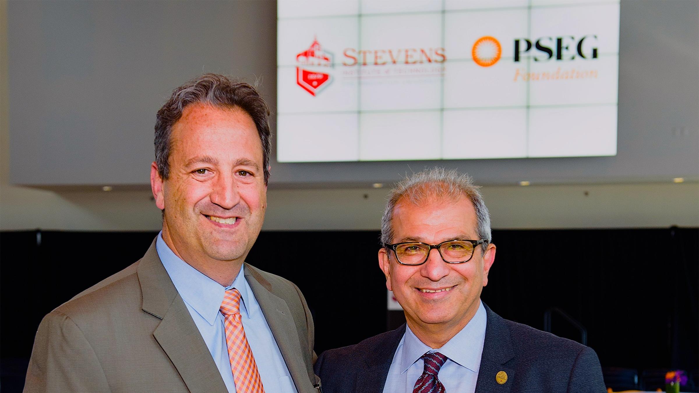 PSEG President and CEO Ralph A. LaRossa with Stevens President Nariman Farvardin