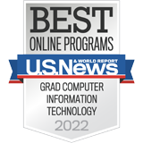 2022 U.S. News and World Report badge for Best Online Graduate Computer Information Technology