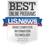 2023 U.S. News and World Report badge for Best Online Graduate Computer Information Technology
