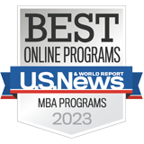 2023 U.S. News and World Report badge for Best Online MBA